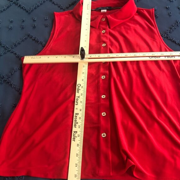 Tommy Hilfiger Sleeveless Button Down Blouse, NWOT, Red, Size L - Picture 6 of 8